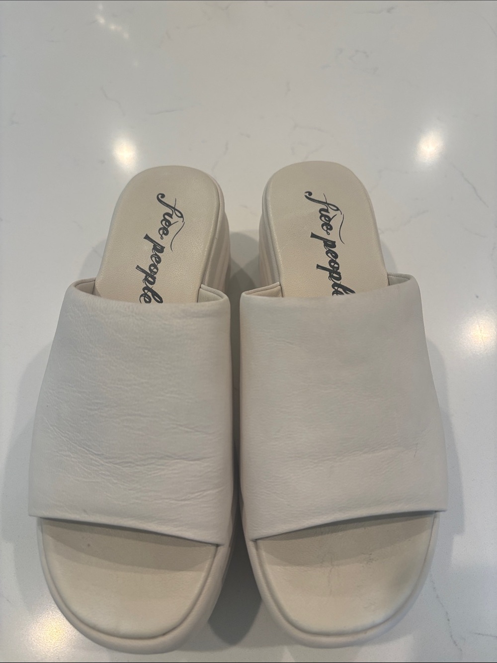 Free People Cream Slip-On Mule Slides
